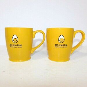 GET CRACKING Yellow Coffee Tea  Mug Set of 2 Egg Farmers of Canada